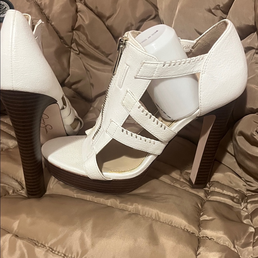 Elegant White High Heel Sandals